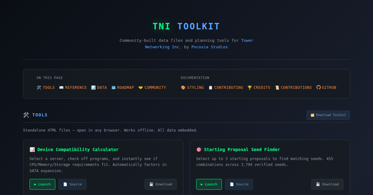 TNI Toolkit - Community Tools for Tower Networking Inc.